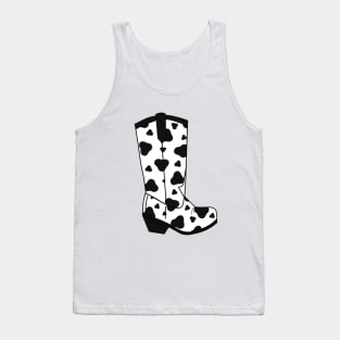 BLACK Cow Spots Cowboy Boots Tank Top